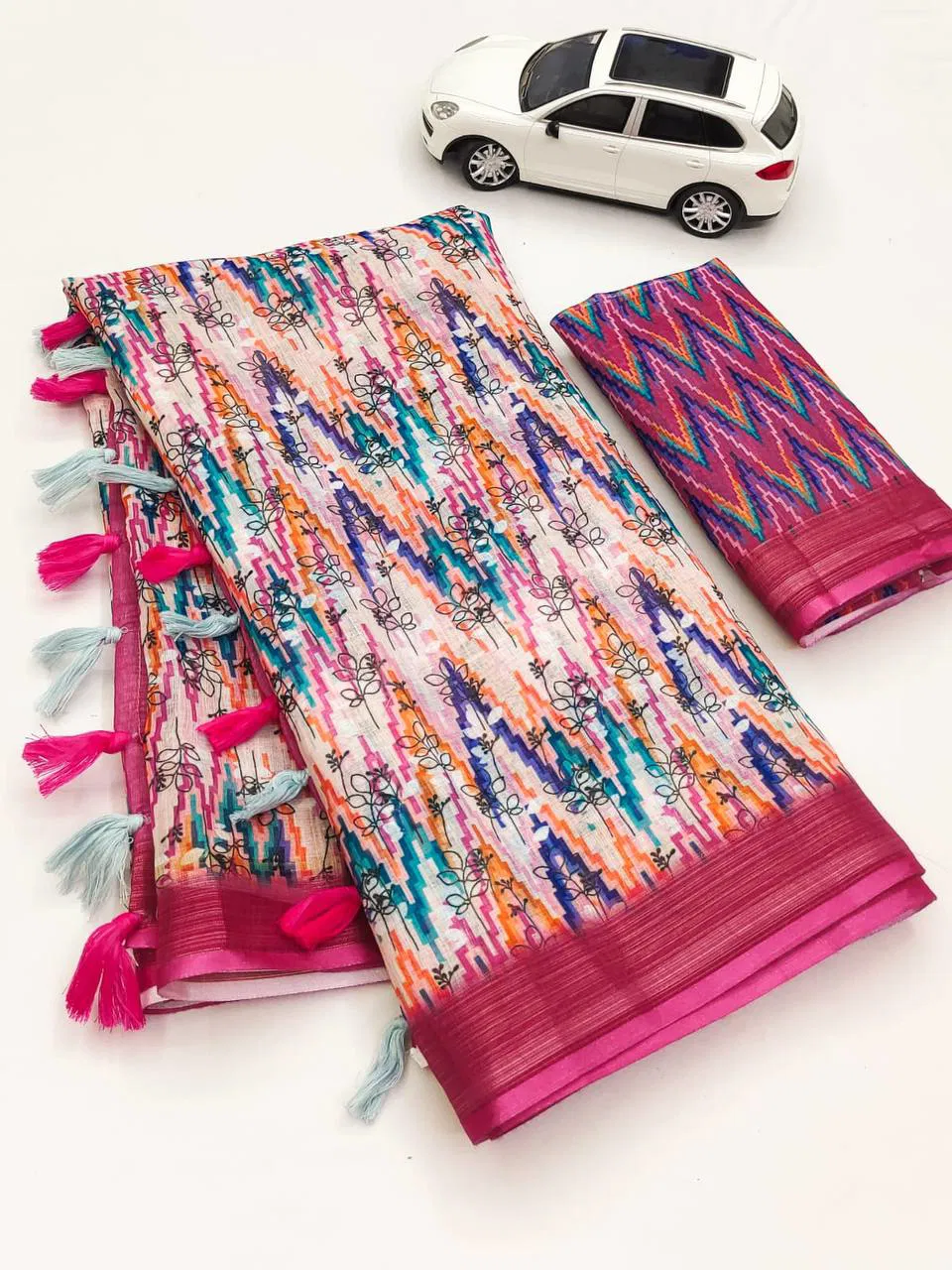 MG 313 Plain Linen Printed Designer Fancy Saree Wholesalers In Delhi